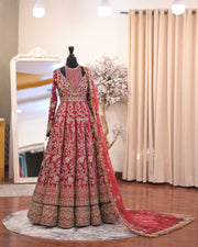 Ahmad Sultan – New Lehenga Choli Deep Red | AS-Lcr-070